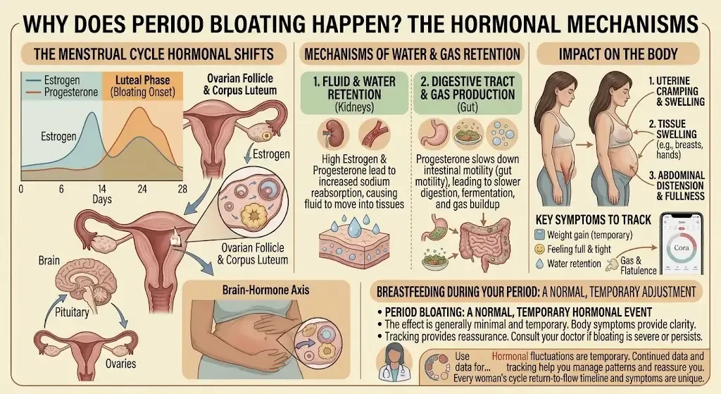 Hormonal mechanisms behind period bloating: estrogen, progesterone and prostaglandins