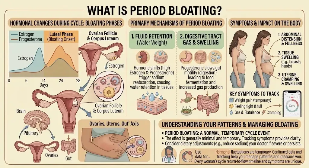Period bloating overview infographic: what it is and why it happens