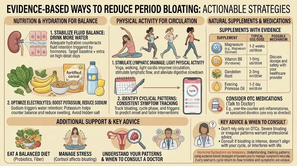 Evidence-based ways to reduce period bloating: food, movement, magnesium and heat