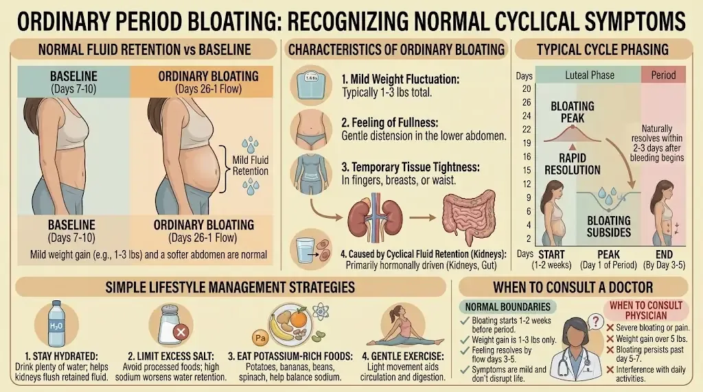 Ordinary period bloating compared with endo belly and IBS symptoms