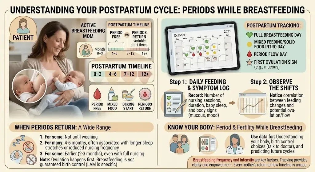 Periods While Breastfeeding: When They Return, Milk Supply & More 1 Understanding your postpartum cycle: periods while breastfeeding overview