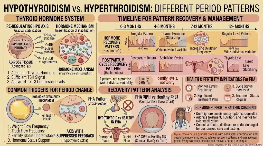 Hypothyroidism vs hyperthyroidism: different period patterns and menstrual cycle effects